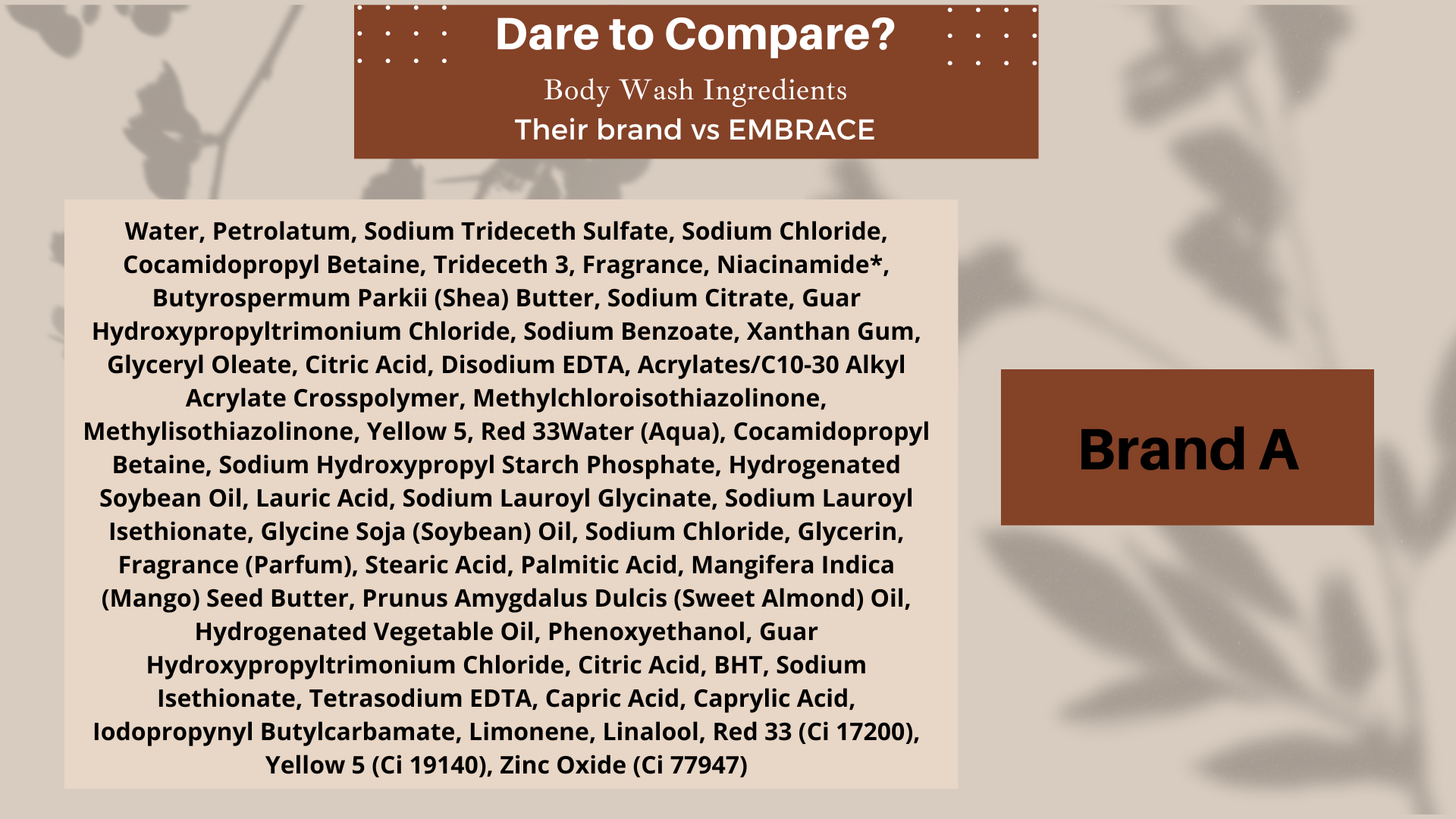 Embrace Ingredients to Vanilla Skin Care Ssytem